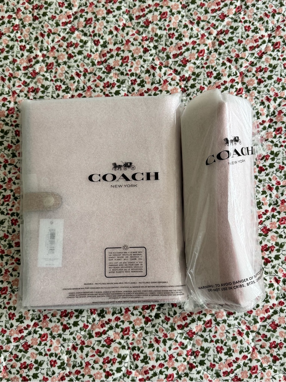 Coach Powder Pink Notebook & Pencil Case In Signature Canvas